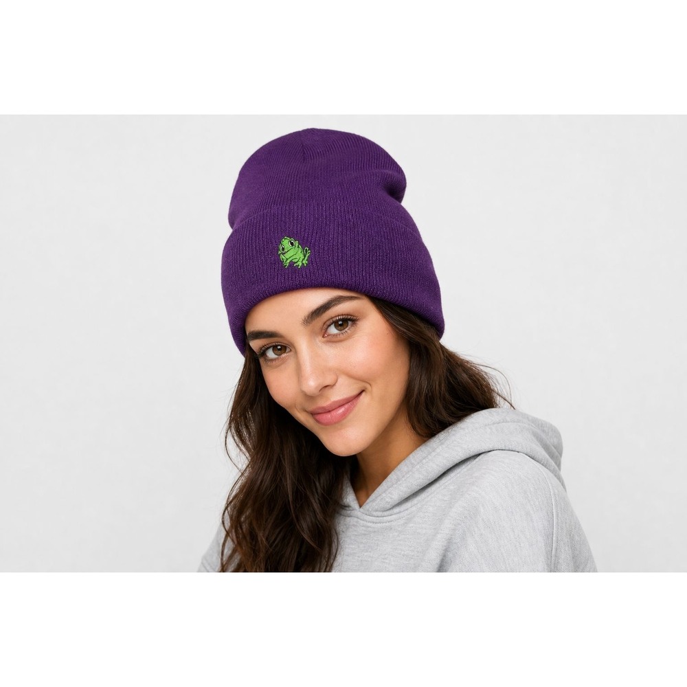 Disney Parks Tangled Pascal Beanie Purple Knit Hat Disneycore Adult One Size
